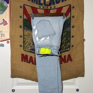 2013 OFF WHITE Light Blue Distressed Denim Skinny Jeans (28)